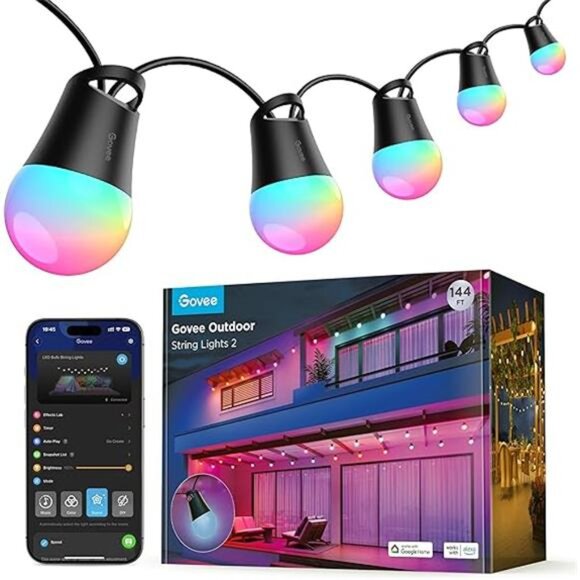 Outdoor String Lights 2, 144ft Outdoor Lights with Dimmable Warm - Picture 7 of 7